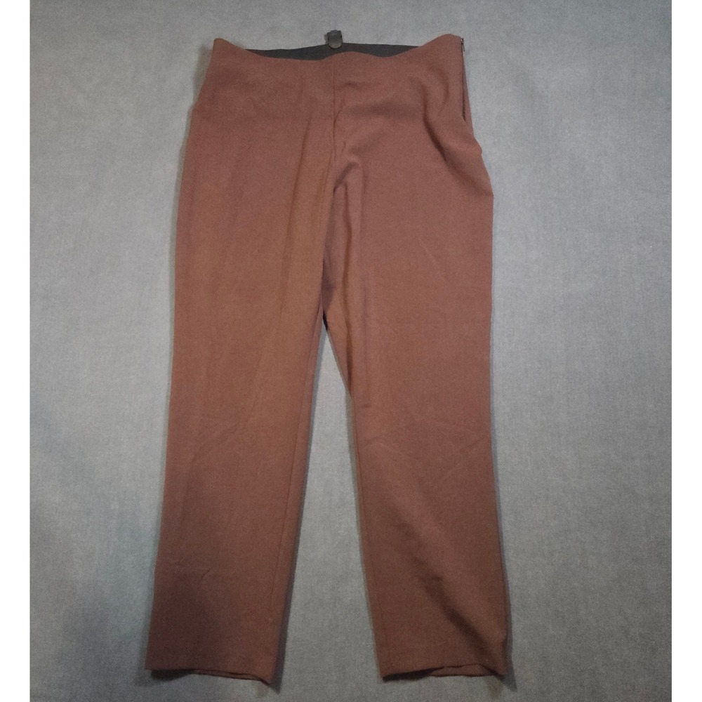 Nine West Side Zip Skinny Pants Womens 16 Brown Elastic Waist Trousers